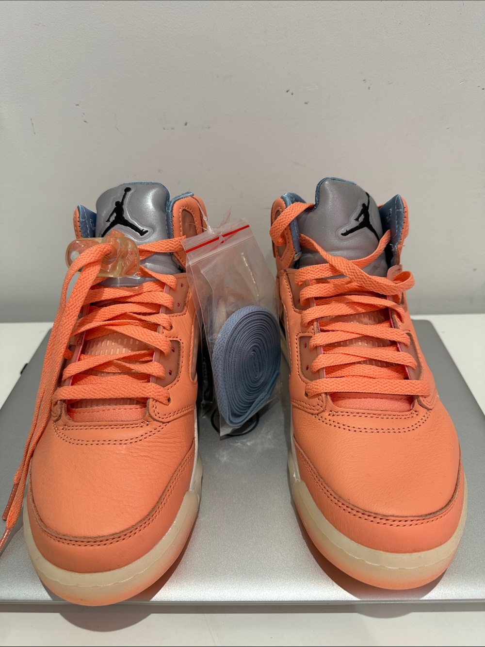 Jordan Retro 5 DJ Khalid  High-Top Sneakers in Coral Orange with Silver Tongue